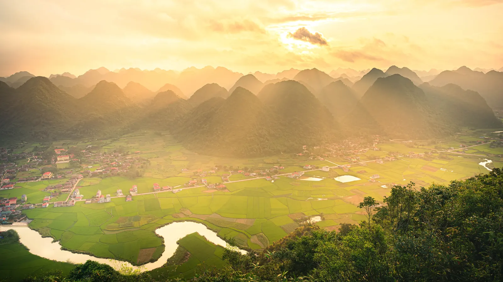 Vietnam mountain valley in evening light